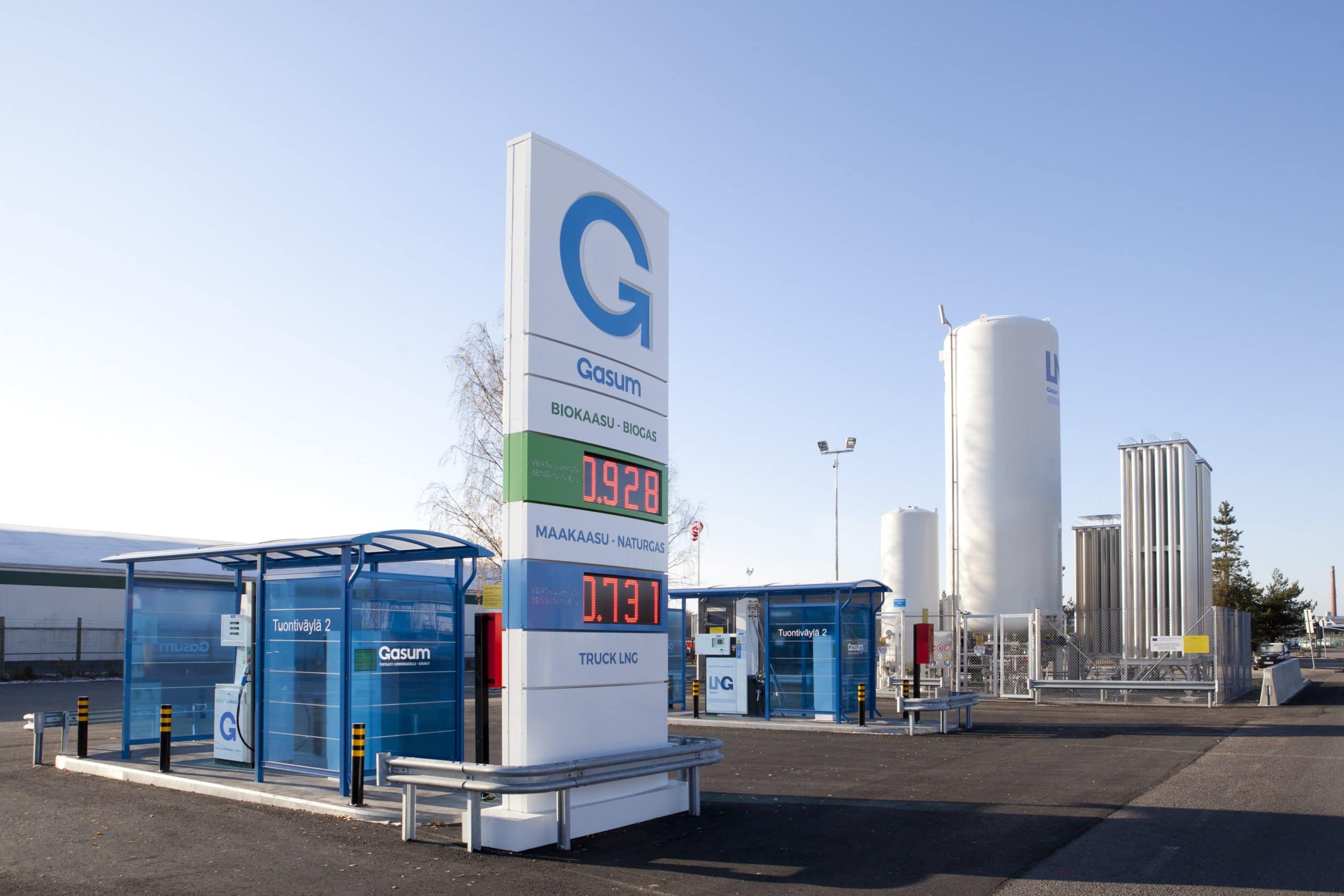Eine CNG-Tankstelle von Gasom in Turku.