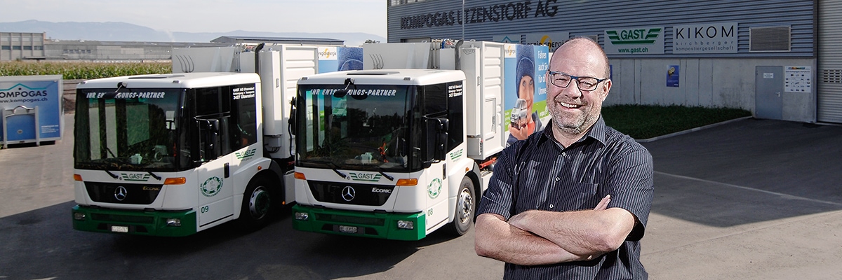 Die Gast AG Utzenstorf sammelt mit CNG-Trucks Grüngut, das gleich wieder zu Treibstoff verarbeitet wird: eine Kreislaufwirtschaft mit Vorbildcharakter.