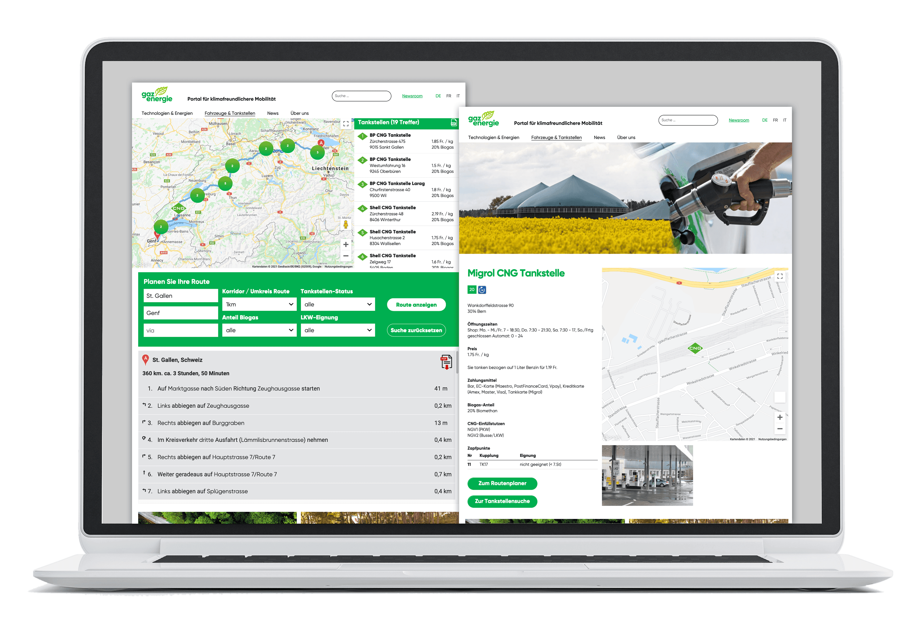 Tankstellenfinder und Routenplaner